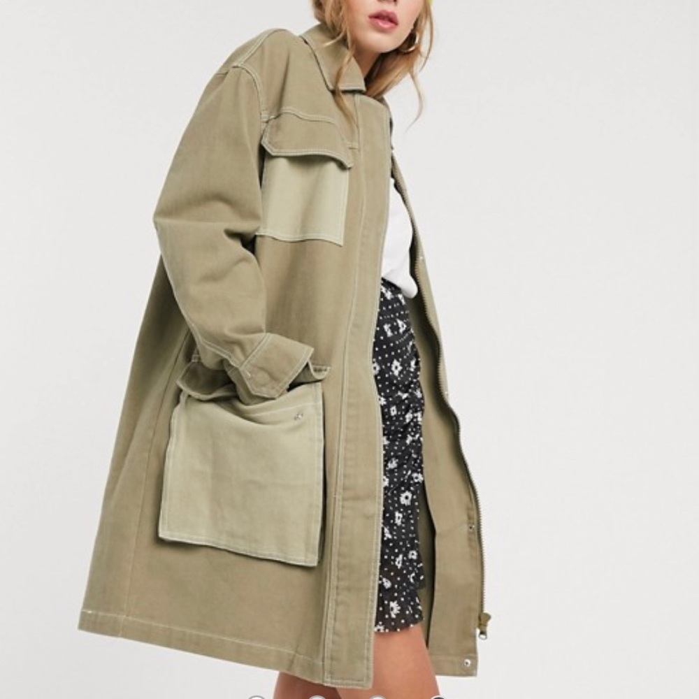 Olive Green Utility Oversized Coat